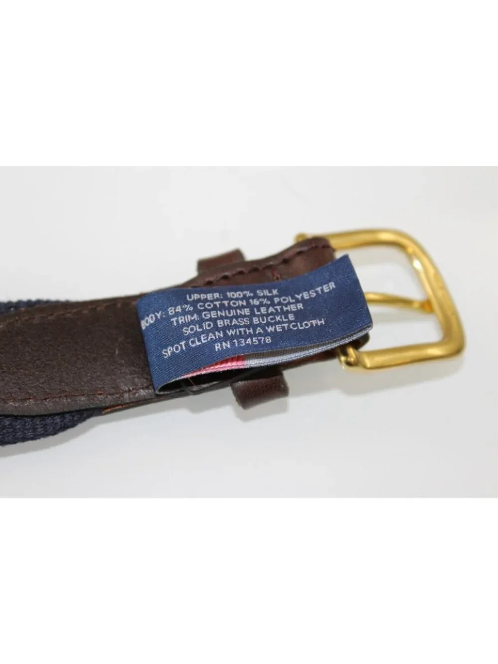 Vineyard Vines Blue Micro Whale Print Canvas Belt Youth 28 Leather Brass Buckle